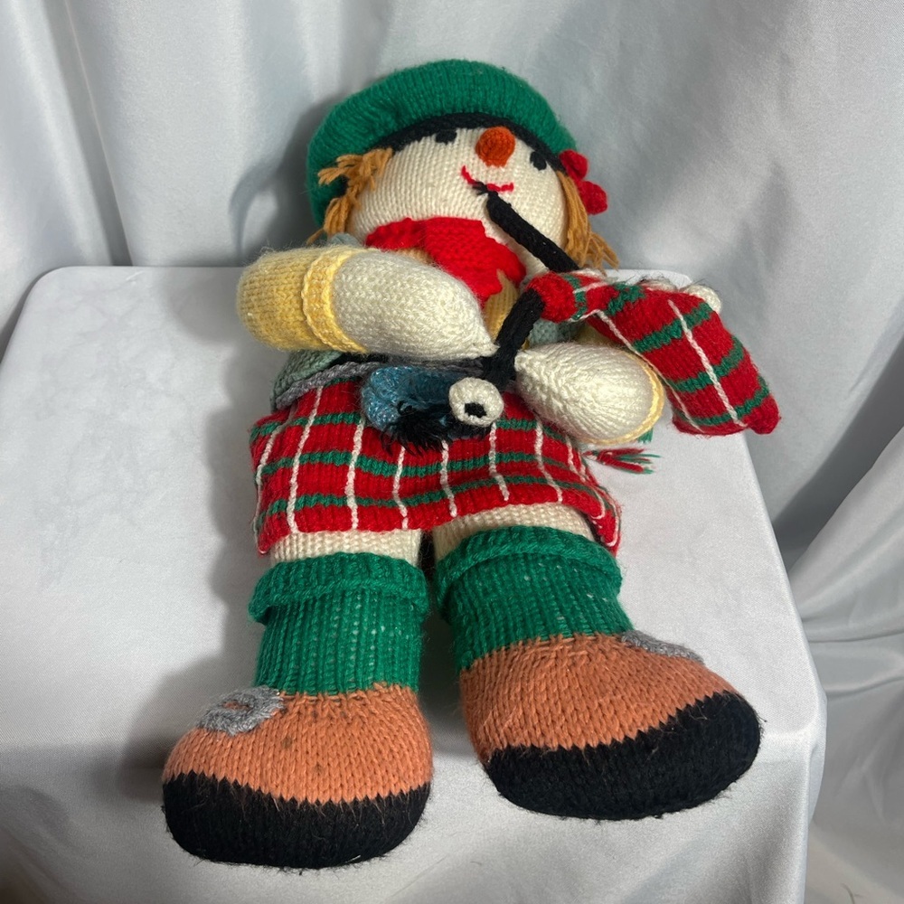 Jean Greenhowe Colorful All Knitted Clown Doll Plushie Bag Pipe Vintage Holiday - Picture 6 of 11